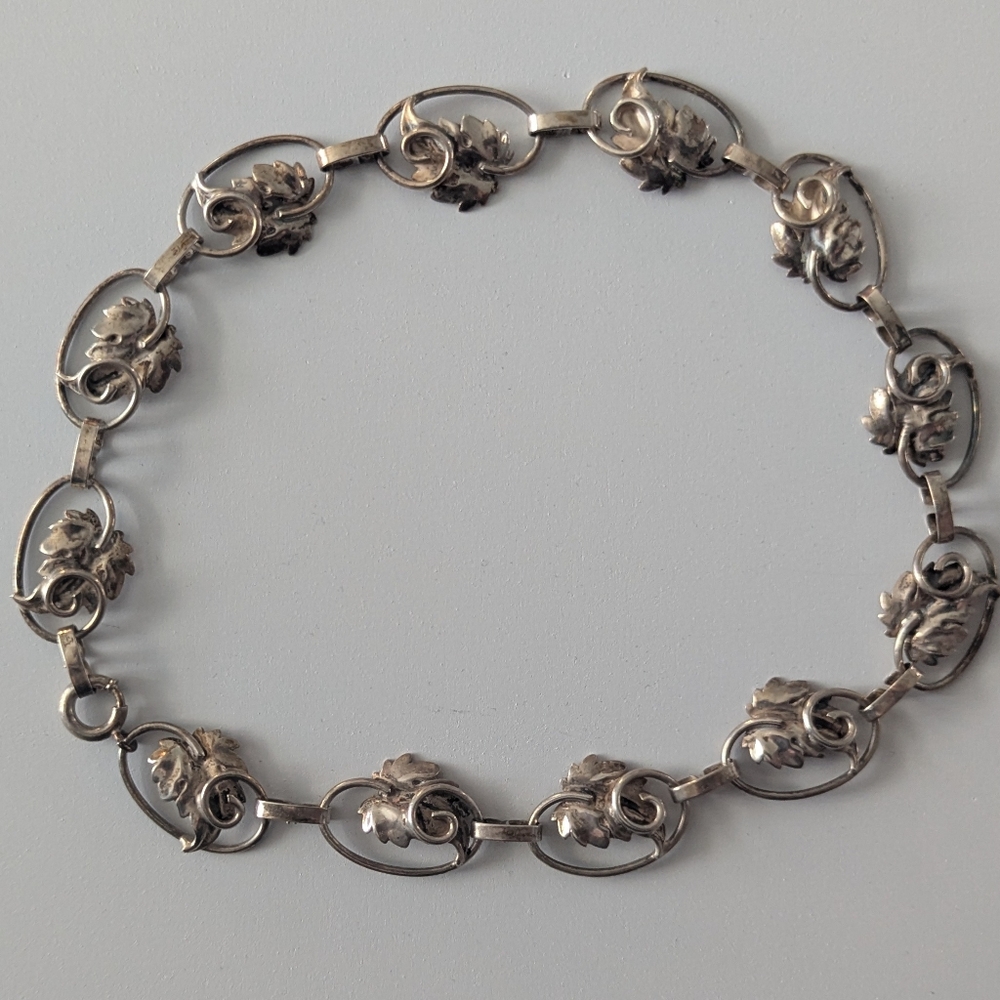Vintage Danescraft Sterling Silver Leaf Choker